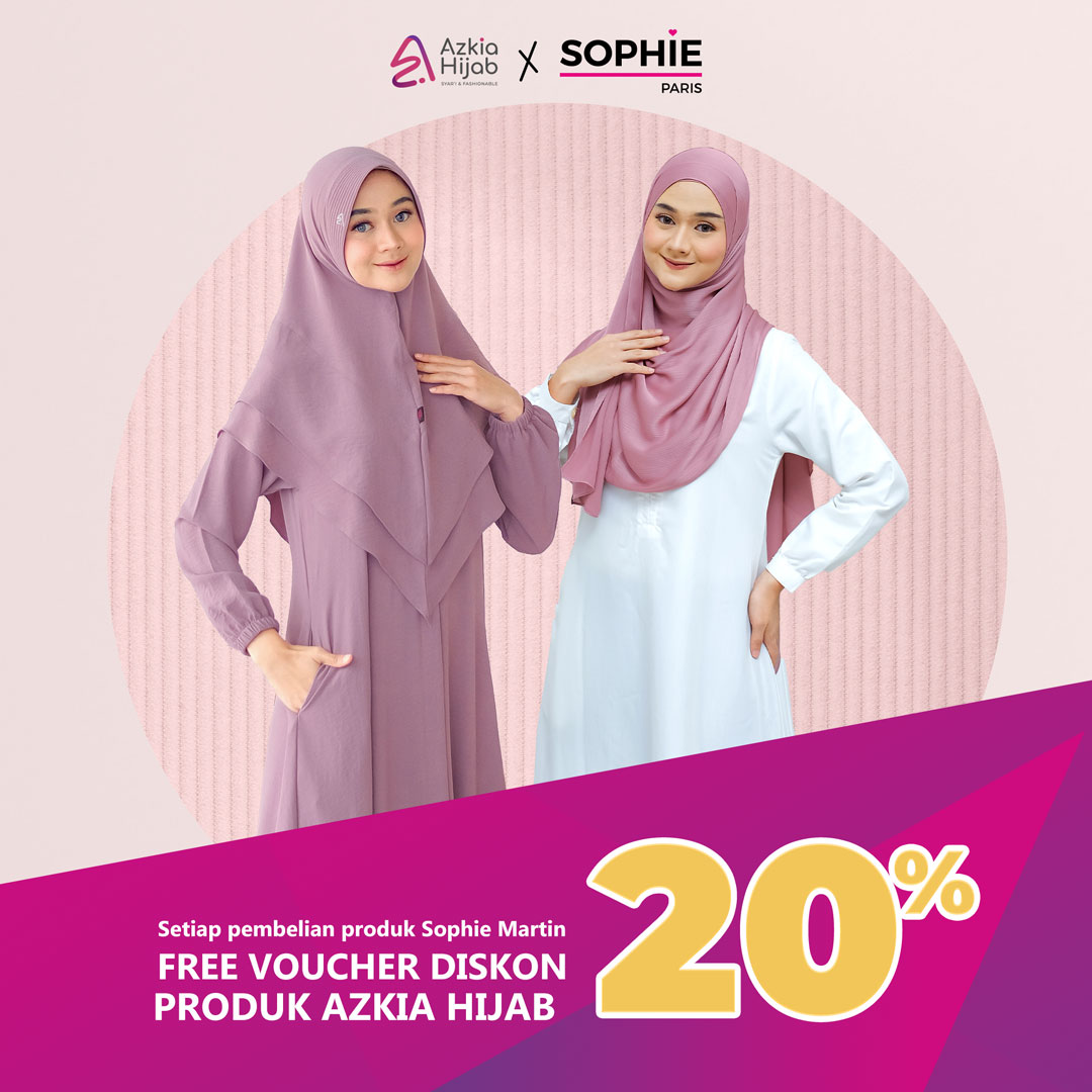 Kolaborasi Azkia Hijab dan Sophie Paris Sukabumi Diskon Belanja 20% desc